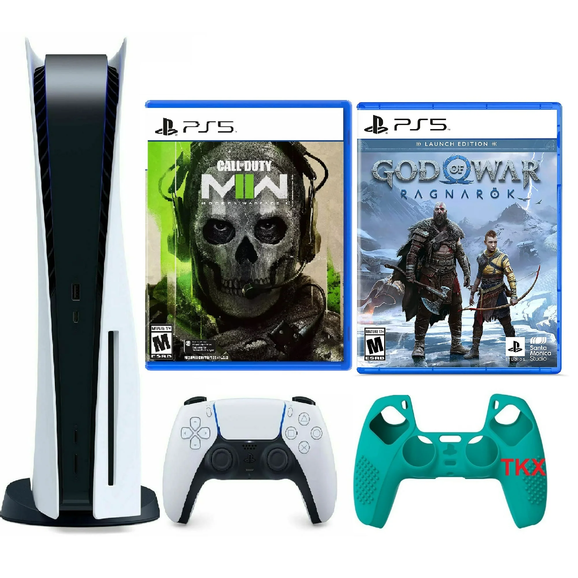 2023 Newest PlayStation_PS5 Gaming Console Disc Version Bundle with Call of Duty Modern Warfare II / God of War Ragnarök/ Silicone Controller Cover