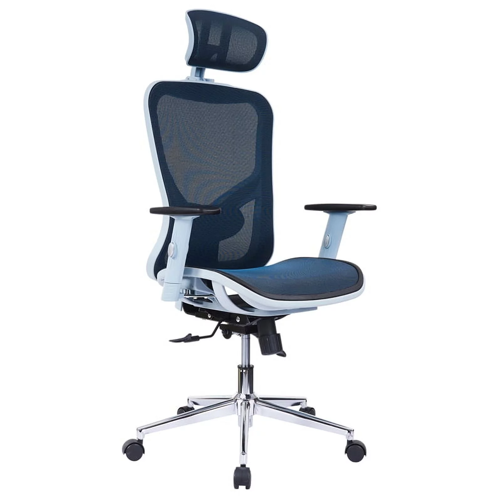 Scranton & Co High-Back Executive Fabric Mesh Office Chair with Arms in Blue
