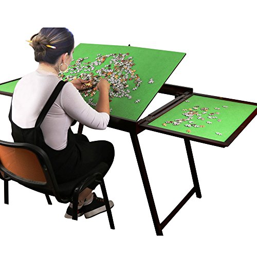Wooden Jigsaw Puzzle Table for Adults & Kids,Large Portable Folding Table with Storage & Cover,Fold-and-Go Tilting Table