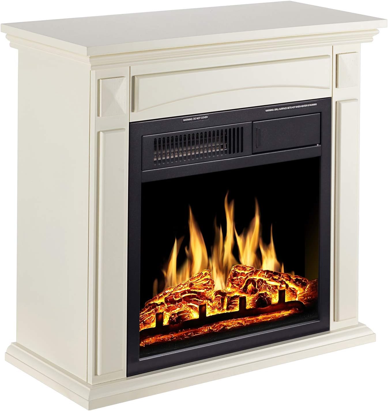JAMFLY 26’’ Mantel Electric Fireplace Heater Small Freestanding Infrared Quartz Fireplace Stove Heater w/Log Hearth& Wood Surround Firebox