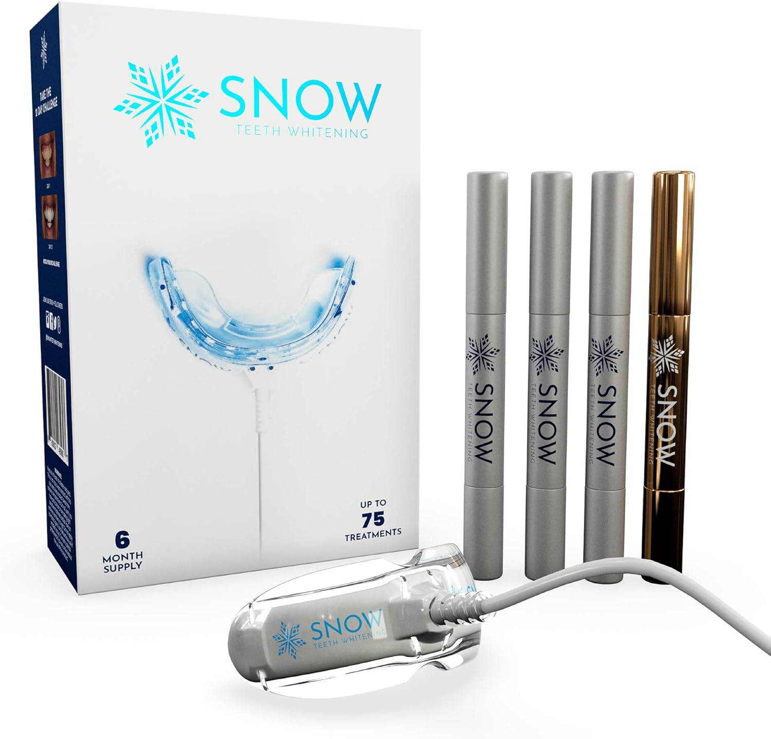 SNOW Teeth Whitening Kit with LED Light | Complete at Home Whitening System - Best Results - Safe for Sensitive Teeth, Braces, Bridges, Crowns