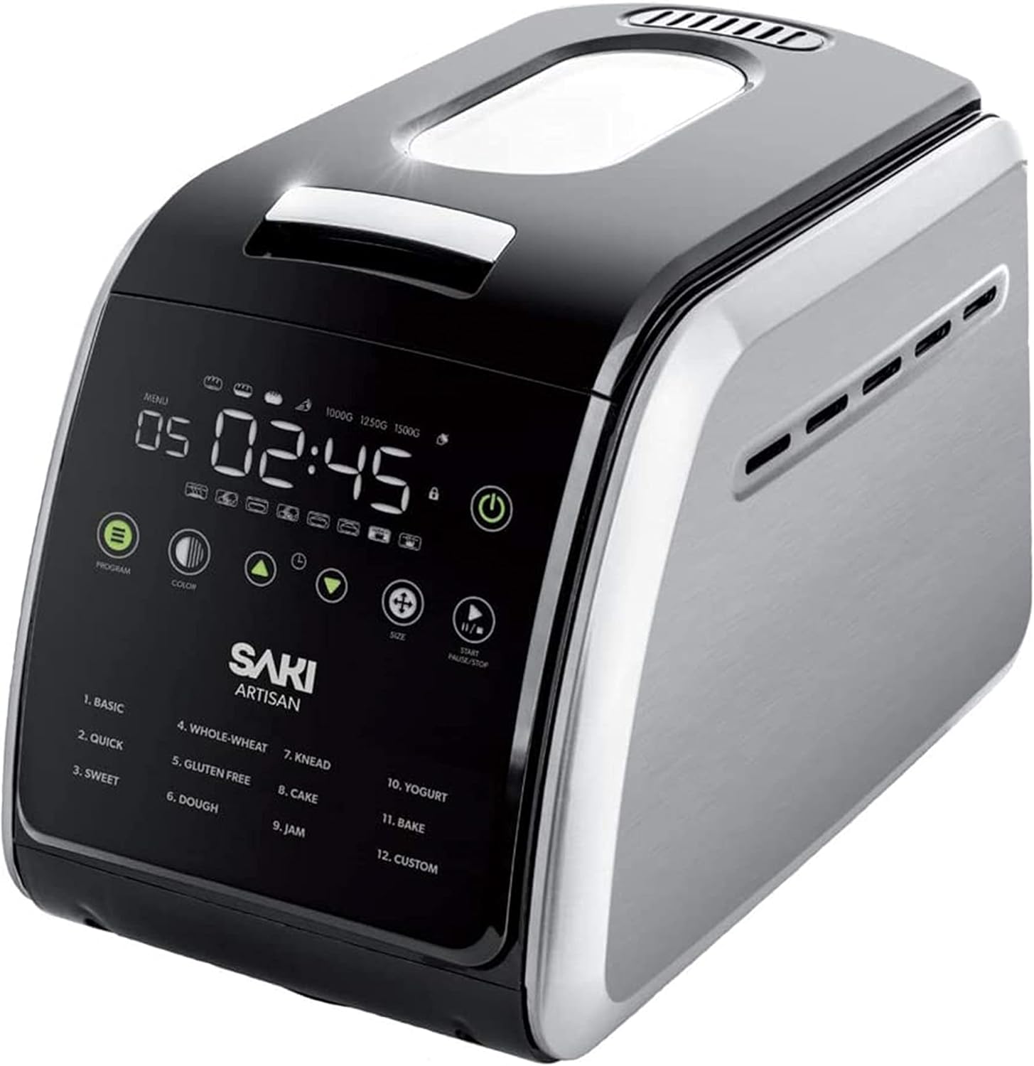 SAKI 3 LB Large Bread Maker Machine, 12-in-1 Programmable Large Bread Machine, with Nonstick Ceramic Bread Pan & Large Digital Touch Panel