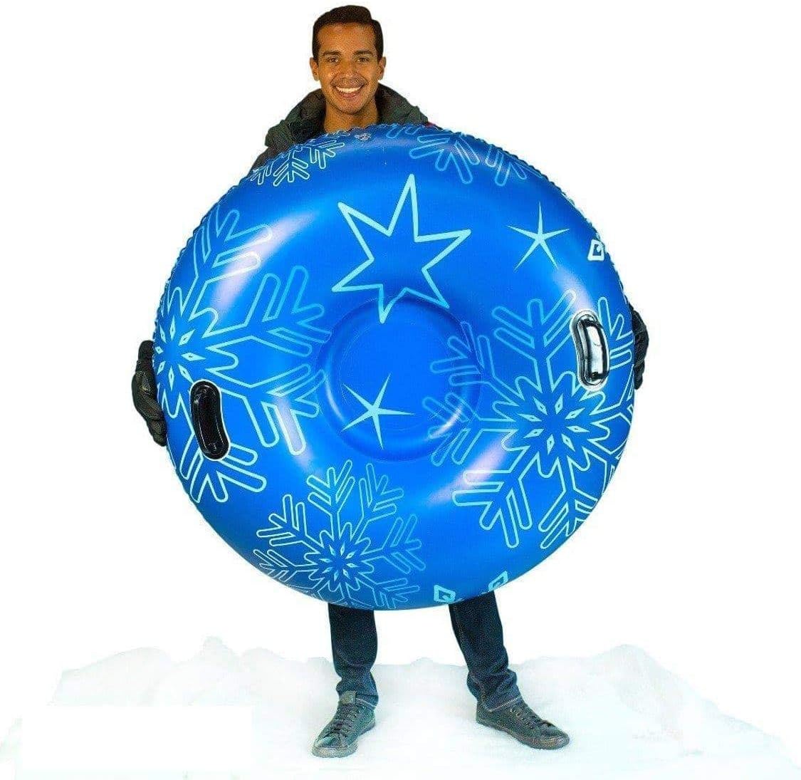 SNOWCANDY Snow Tube 48 Blue Pro-Tuber Edition, Inflatable Snow Sled Toboggan for Kids and Adults, Heavy Duty with Handles and Bottom