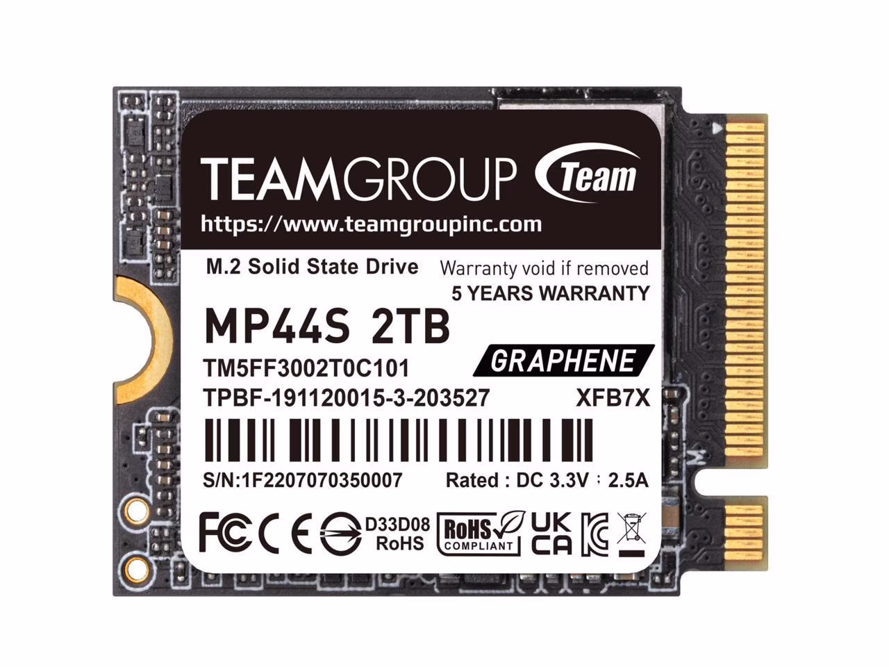Team Group 2TB Internal SSD, MP44S M.2 2230, PCIe 4.0 x4 with NVMe, STEAM Deck Compatible TM5FF3002T0C101