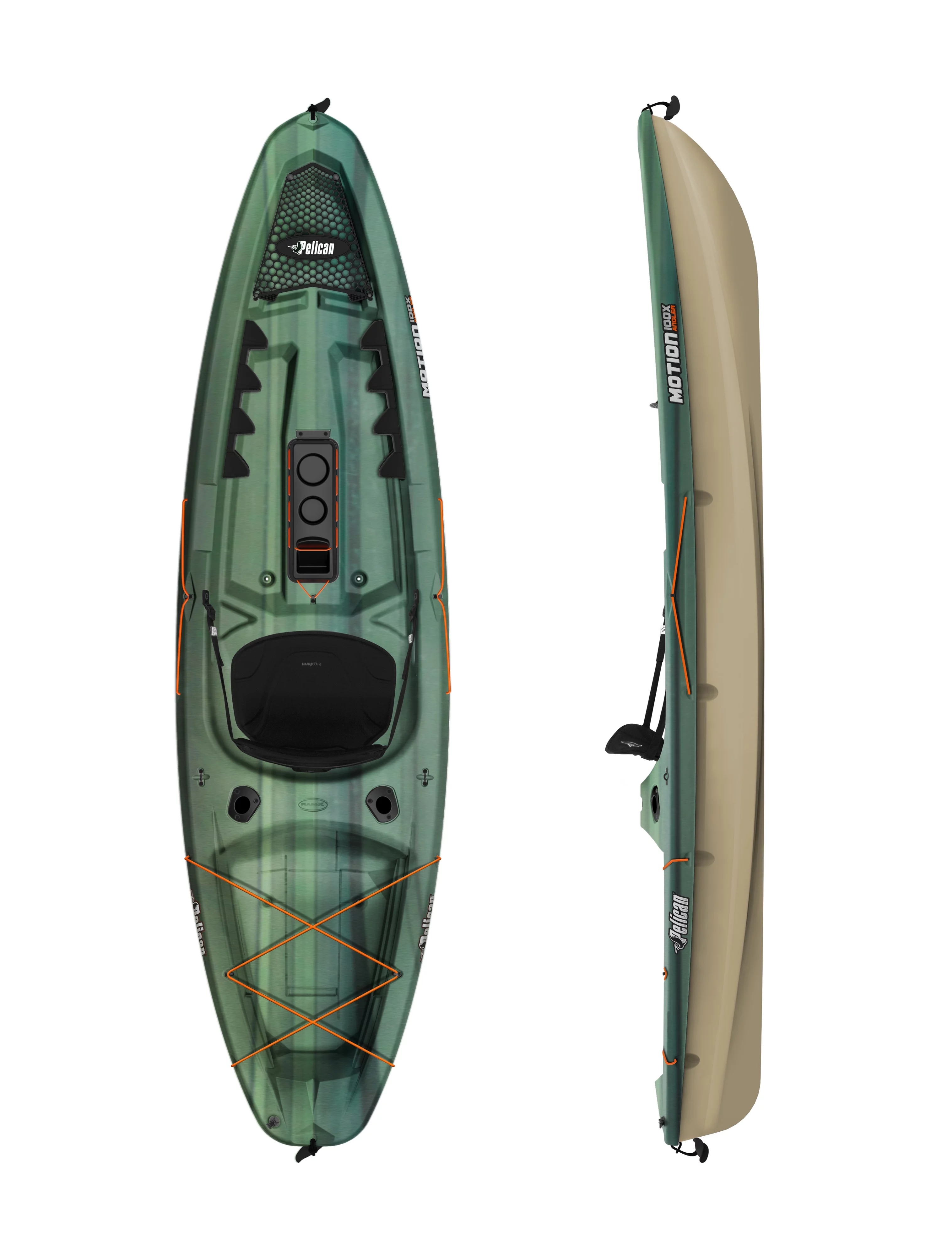 Pelican - Motion 100X - Sit-on-Top - Angler Fishing Kayak - 10 ft - Fade Black Green - Radiant Selections