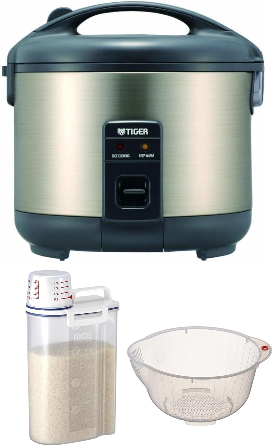 Tiger Rice Cooker - Premium Stainless Steel 8-Cup Rice Cooker with Fuzzy Logic Technology - Fast Cooking and Easy Cleanup