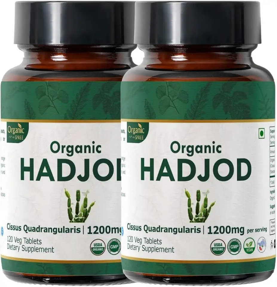 HADJOD - CISSUS 120 Tablets | Cissus Quadrangularis (Hadjod) | Organic and Natural | Vegan and USDA Certified 120tab - Pack of 2
