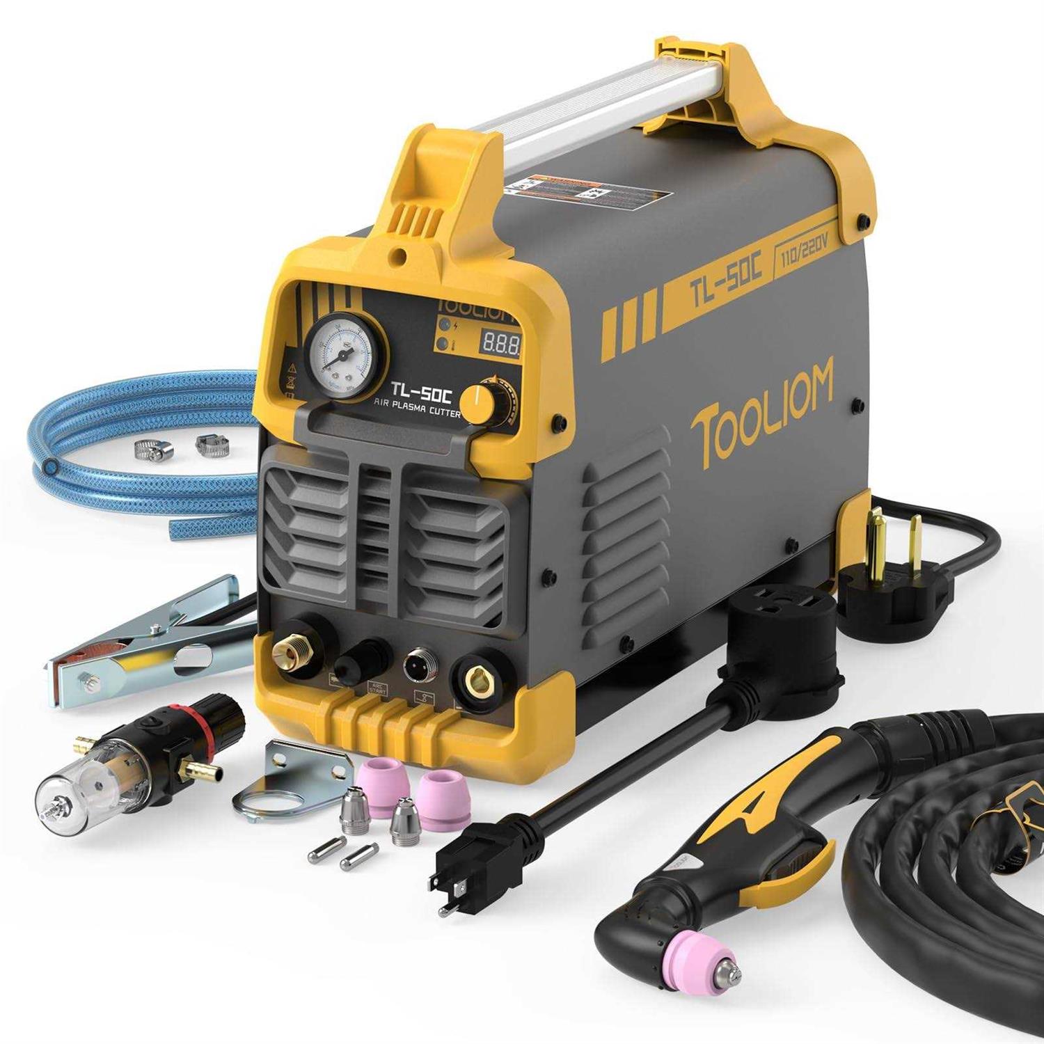 TOOLIOM 50A Non-Touch Pilot Arc Air Plasma Cutter Dual Voltage 110v/220v Igbt Inverter Metal Cutting Machine 1/2 Clean Cut