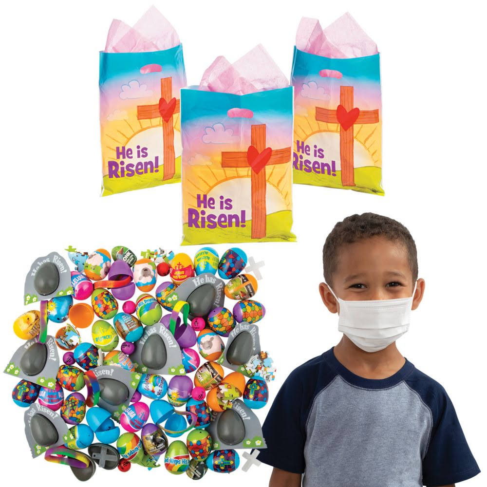 604ct Religious Egg Hunt Kit for 50 with Face Masks