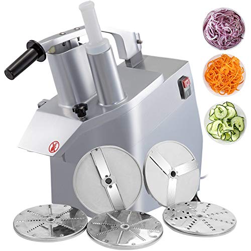 VBENLEM 110V Commercial Food Processor 2 Feeding Holes, 550W Electric Vegetable Slicer 1600 RPM