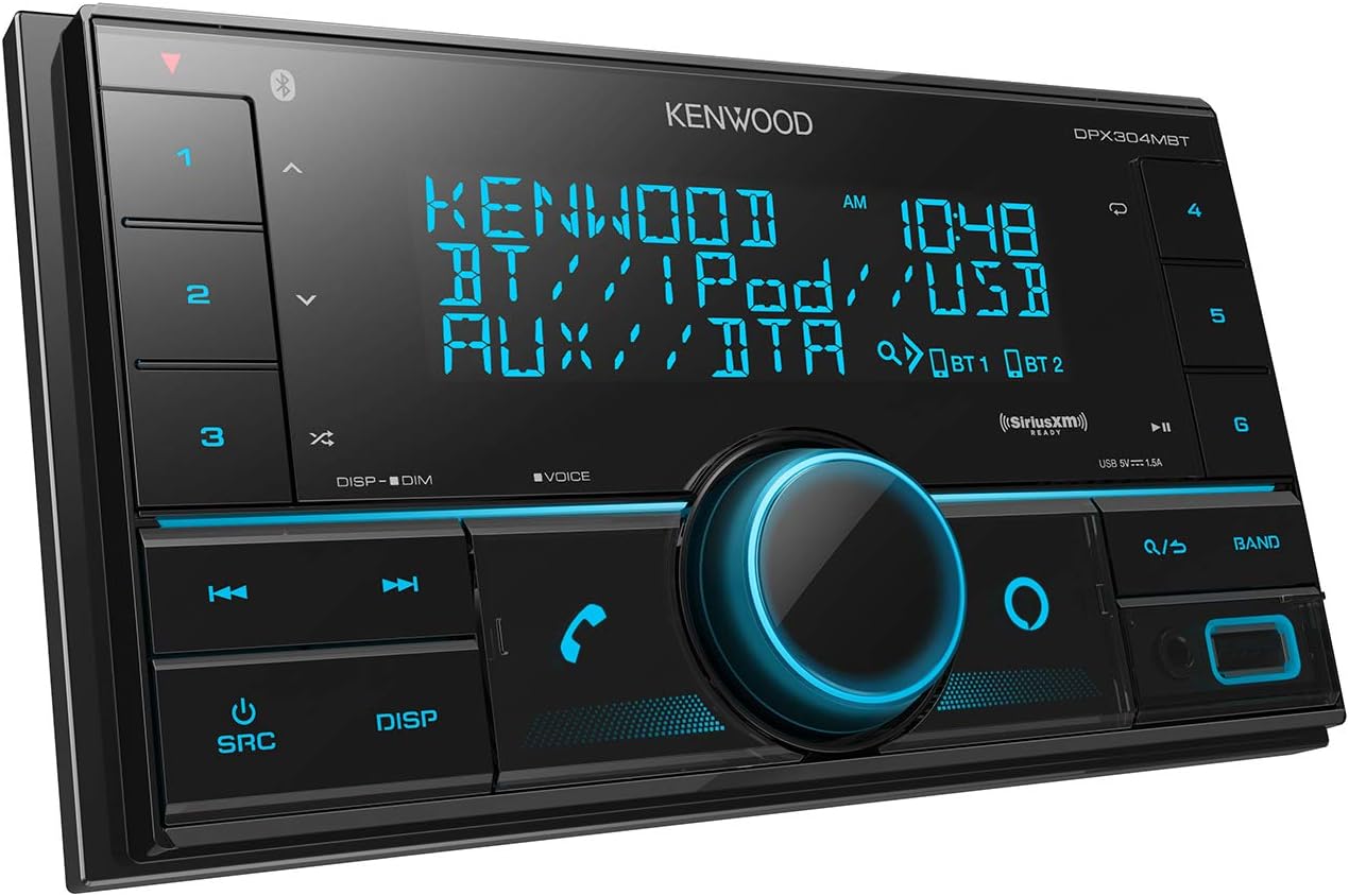 Kenwood DPX304MBT Double DIN in-Dash Digital Media Receiver with Bluetooth (Does not Play CDs) | Mechless Car Stereo Receiver | Amazon Alexa Ready