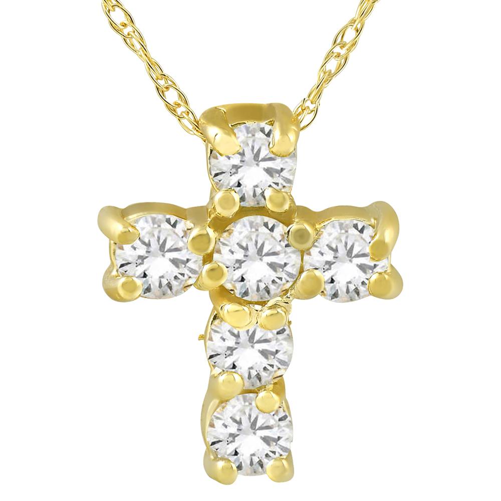 Pompeii3 1/2CT Diamond Petite Cross & Chain 1/2" Tall