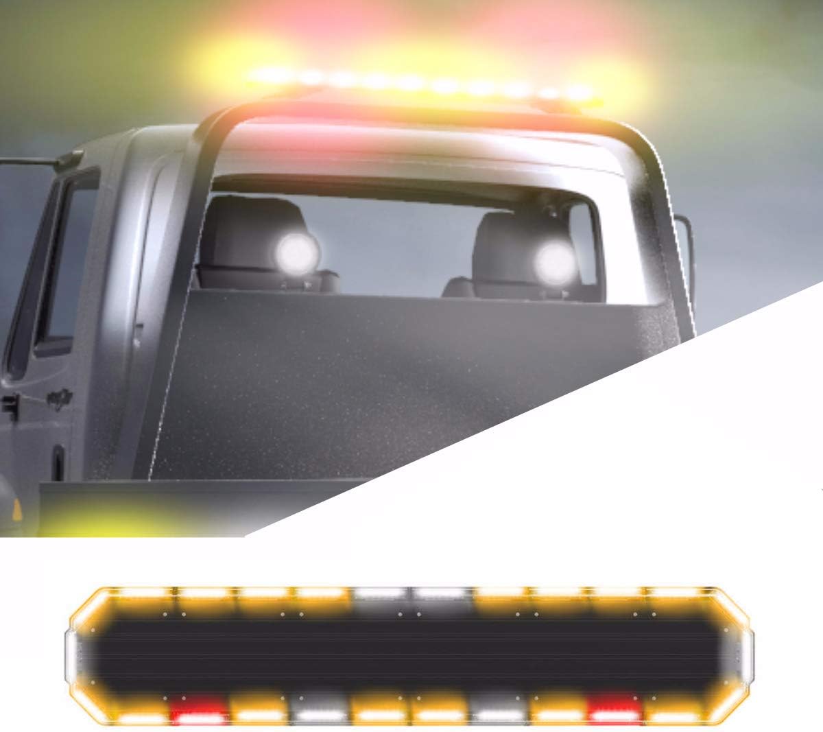 SpeedTech Lights K-Force 55 Tow Full Size LED Tow Truck Strobe Light Bar Roof Mount Emergency Vehicle Warning Lights for Police Cars, Fire, EMS