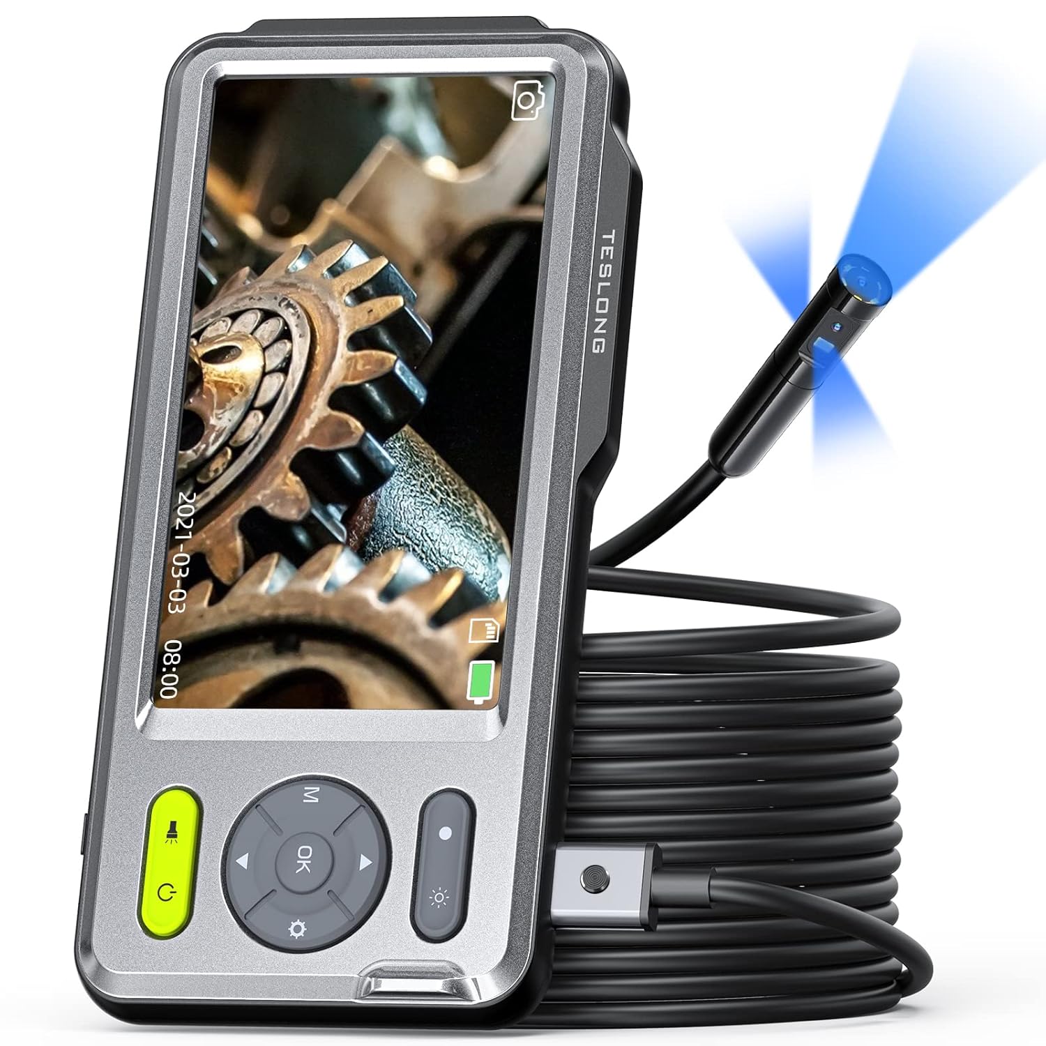 Triple Lens Endoscope, Teslong Borescope Inspection Camera with 5'' Screen, Waterproof Home Snake Scope Camera