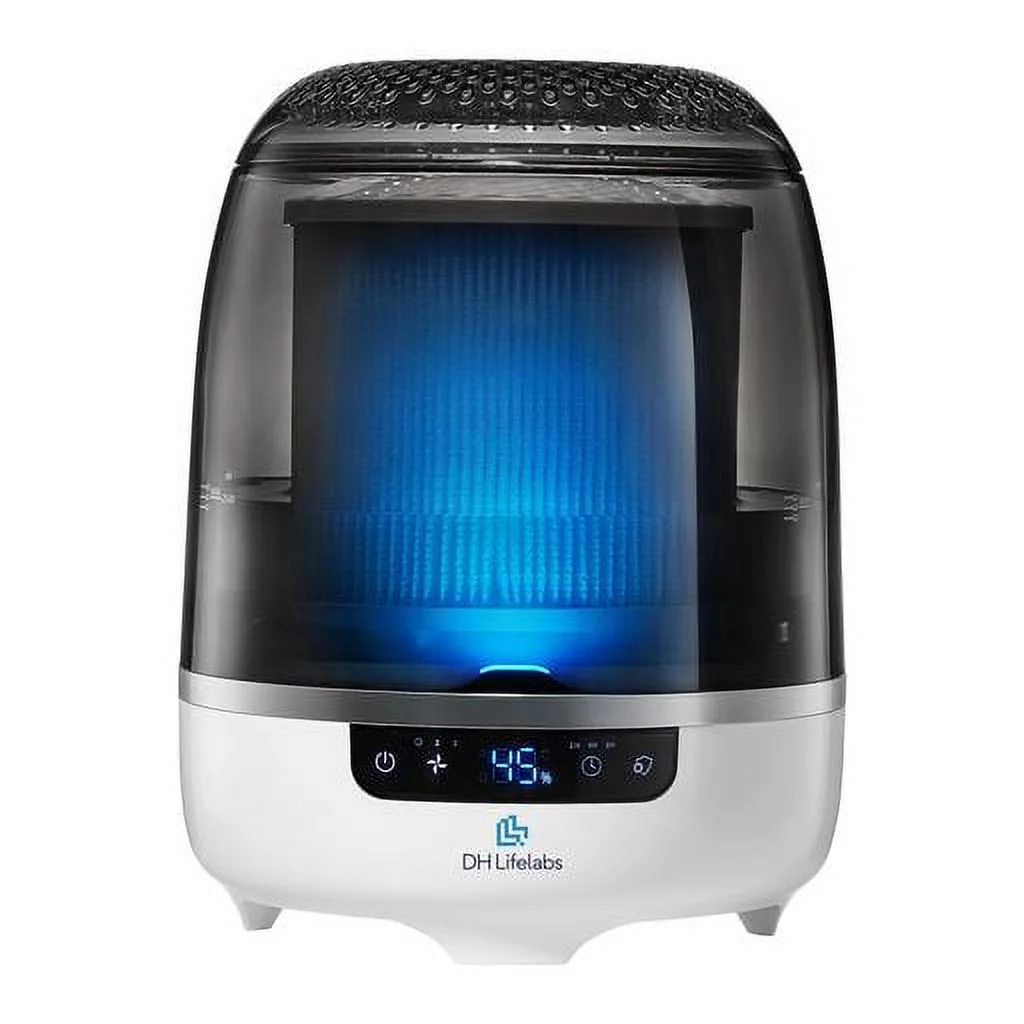 DH Lifelabs Aaira Hydrating Dry Air Purifiers | Eliminates 99.9% of Bacteria Viruses Mold | Cleans & Moisturizes Air | Odor Eliminator Smoke Pets |