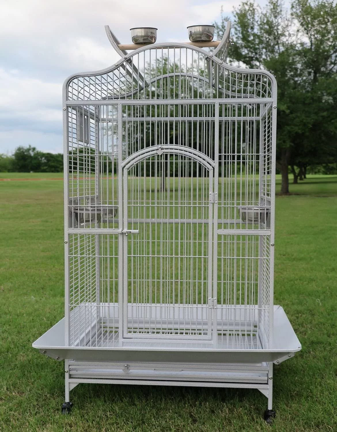 Extra Large 28" x 22" x 59"H Elegant and Durable Wrought Iron Open Play Top Stand Perch for Macaw Cockatoo Cockatiels African Grey Amazon Parrot