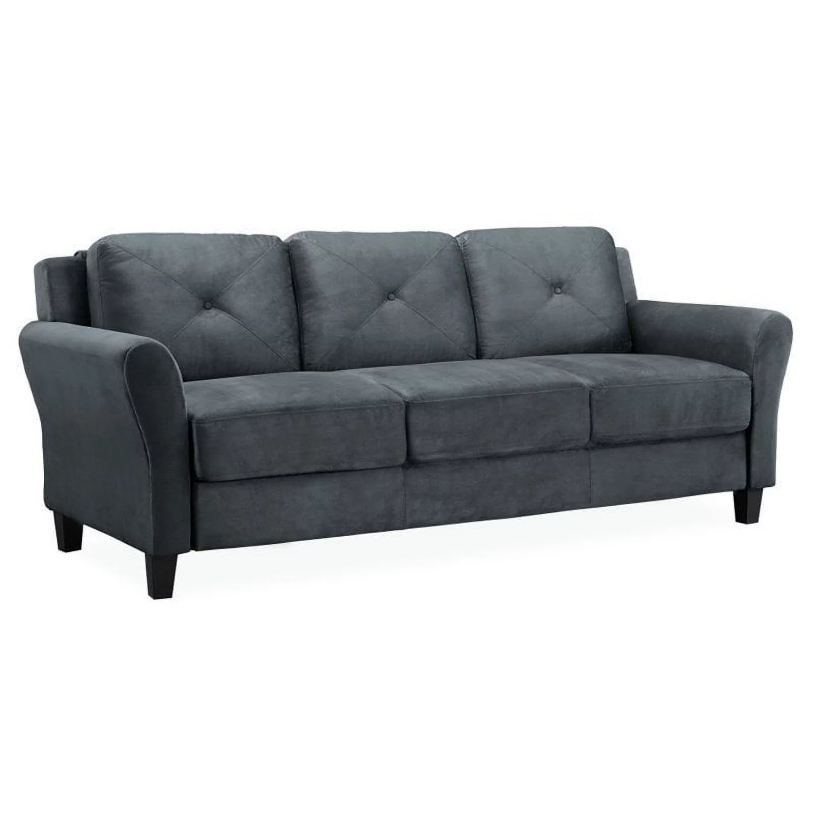 Hawthorne Collections 18.5" Contemporary Microfiber Sofa in Dark Gray