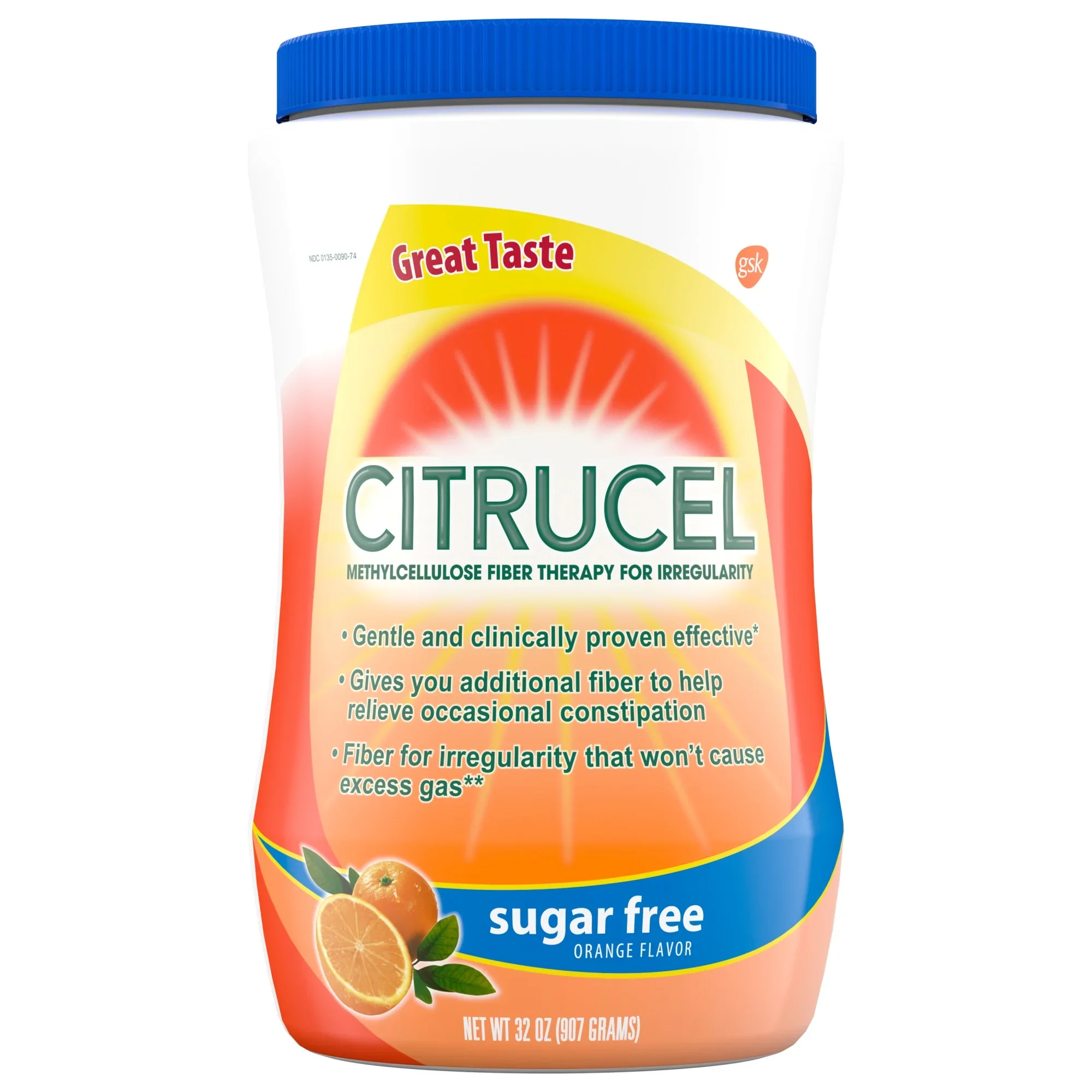 CITRUCEL Sugar Free Fiber Powder for Occasional Constipation Relief, Orange Flavor - 32 Ounces - Kansas Nuitrition - HNZSDS