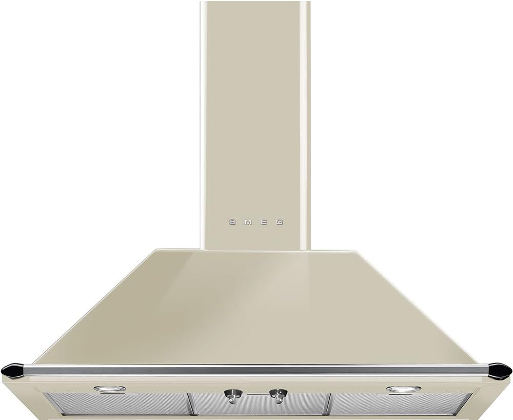 Smeg 36” “Victoria” Wall Hood, Cream 600 CFM, Halogen Lights Circulation