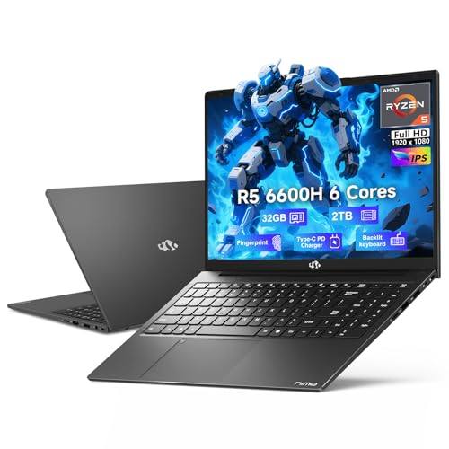 NIMO 15.6" IPS FHD-Gaming-Laptop, AMD Ryzen 5 6600H 6-Cores 660M GPU 16GB DDR5 RAM 1TB SSD(Beat i7-1165G7