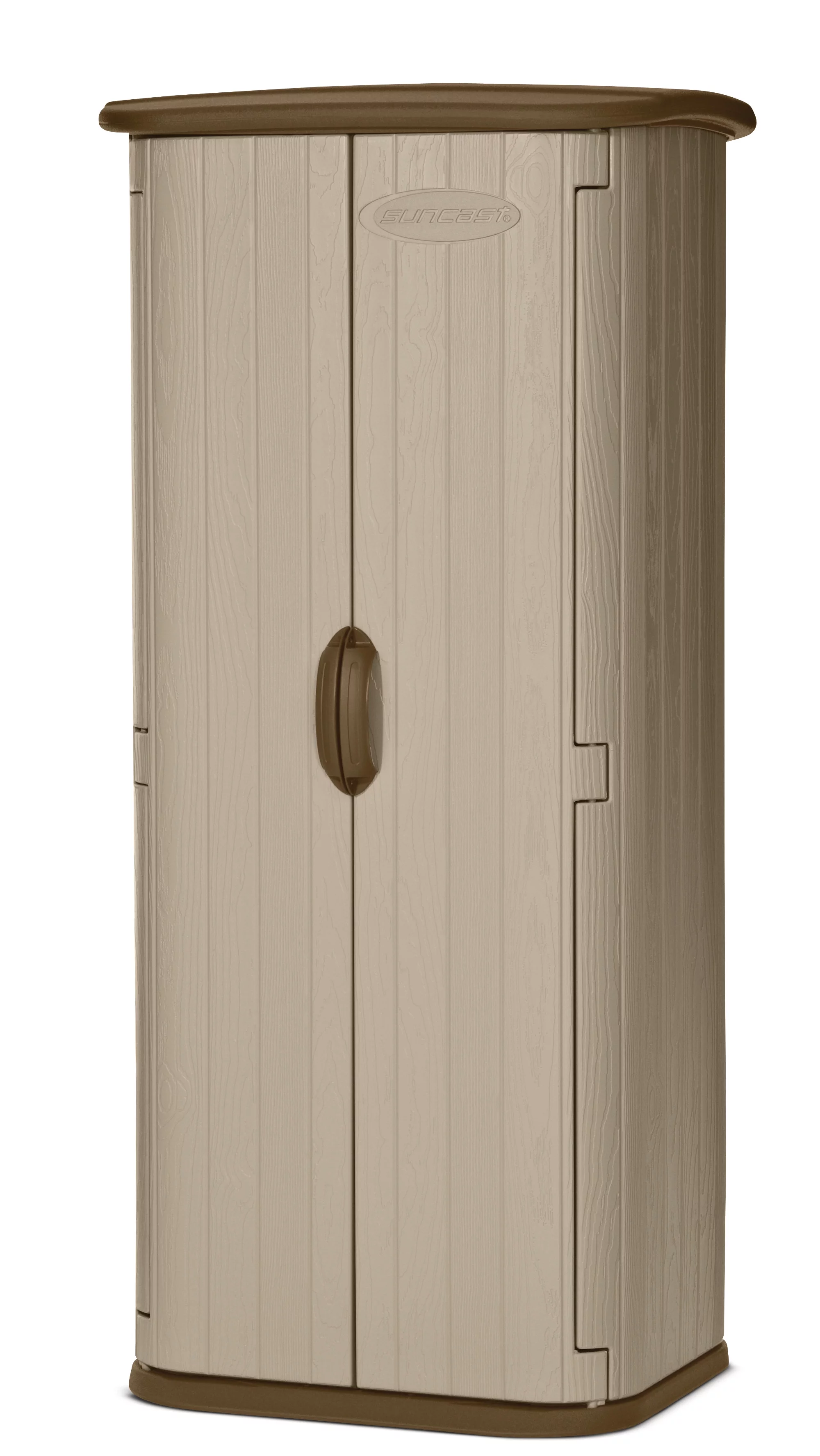 Suncast 20 cu. ft. Resin Vertical Utility Shed, Sand, BMS1500SW - Curated Treasures Market