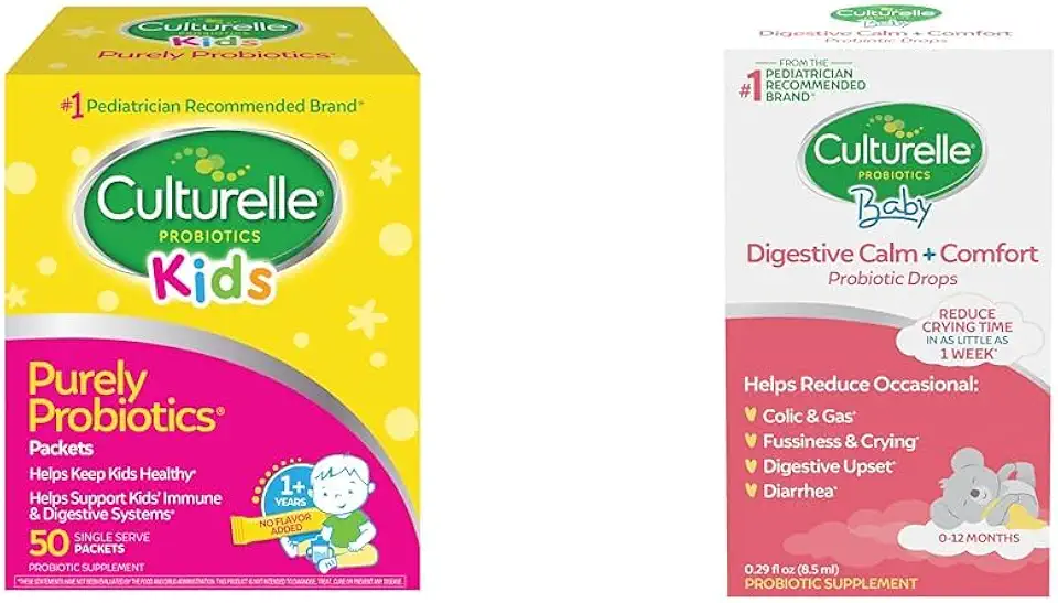 Culturelle Kids Probiotics for Immune & Digestive Support, 50 Count & Baby Calm & Comfort Drops 0-12 Months, 0.29 Ounce - Kansas Nuitrition - HNZSDS