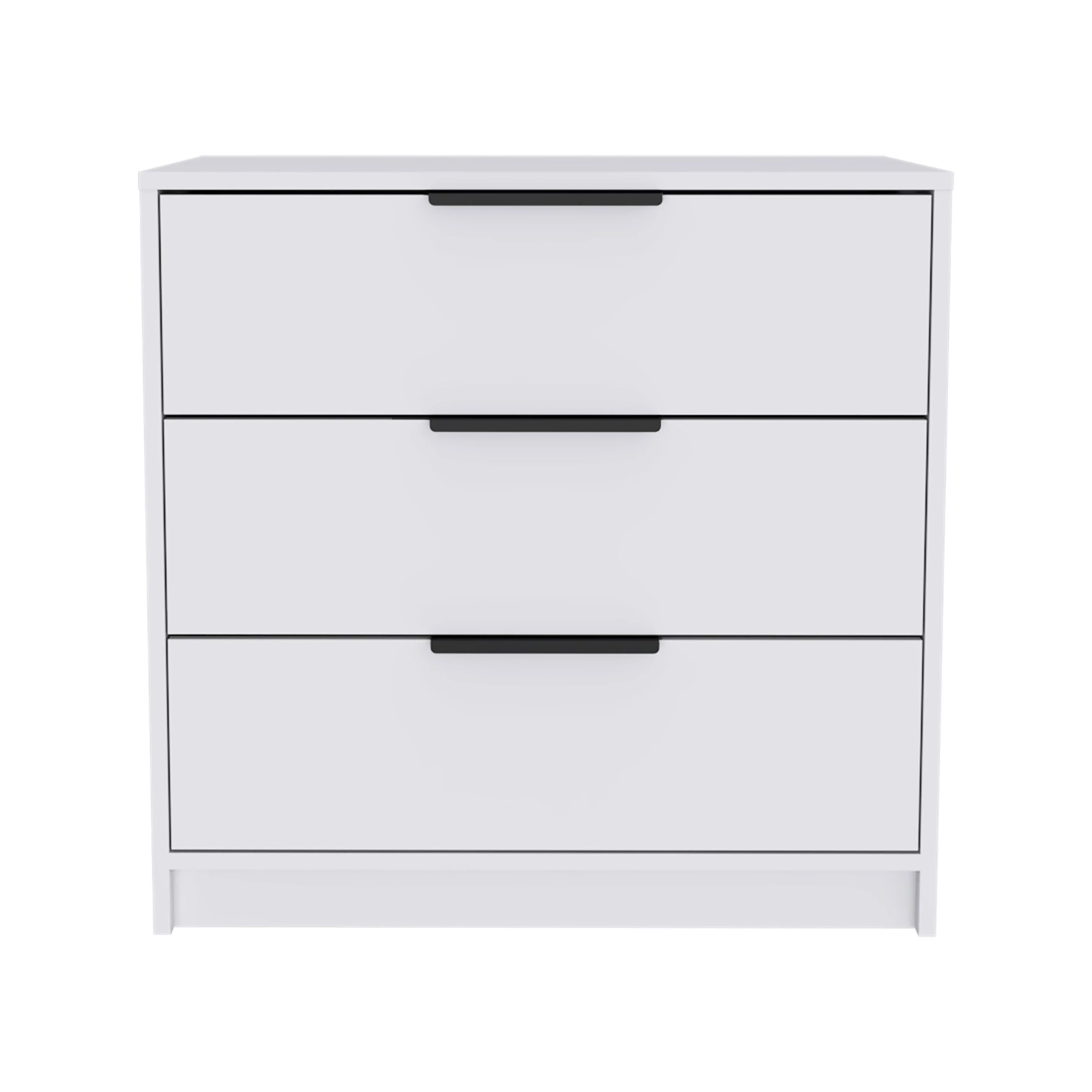 HomeRoots  28" White Manufactured Wood Three Drawer Standard Dresser