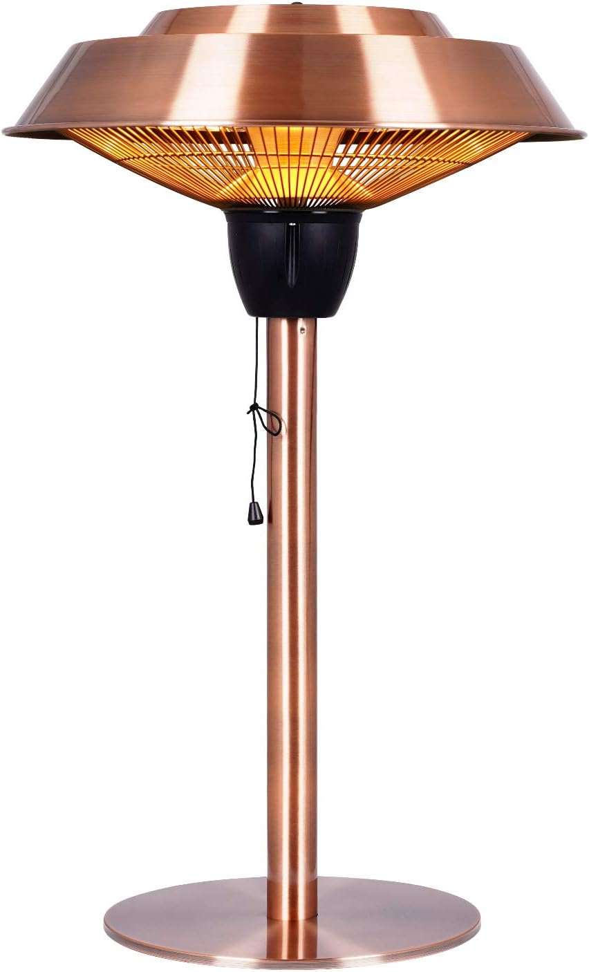 Star Patio Electric Patio Heater, Outdoor Heater, 1500W Infrared Heater with Brush Copper Finished, Tip-Over Protection, Electric Tabletop Heater