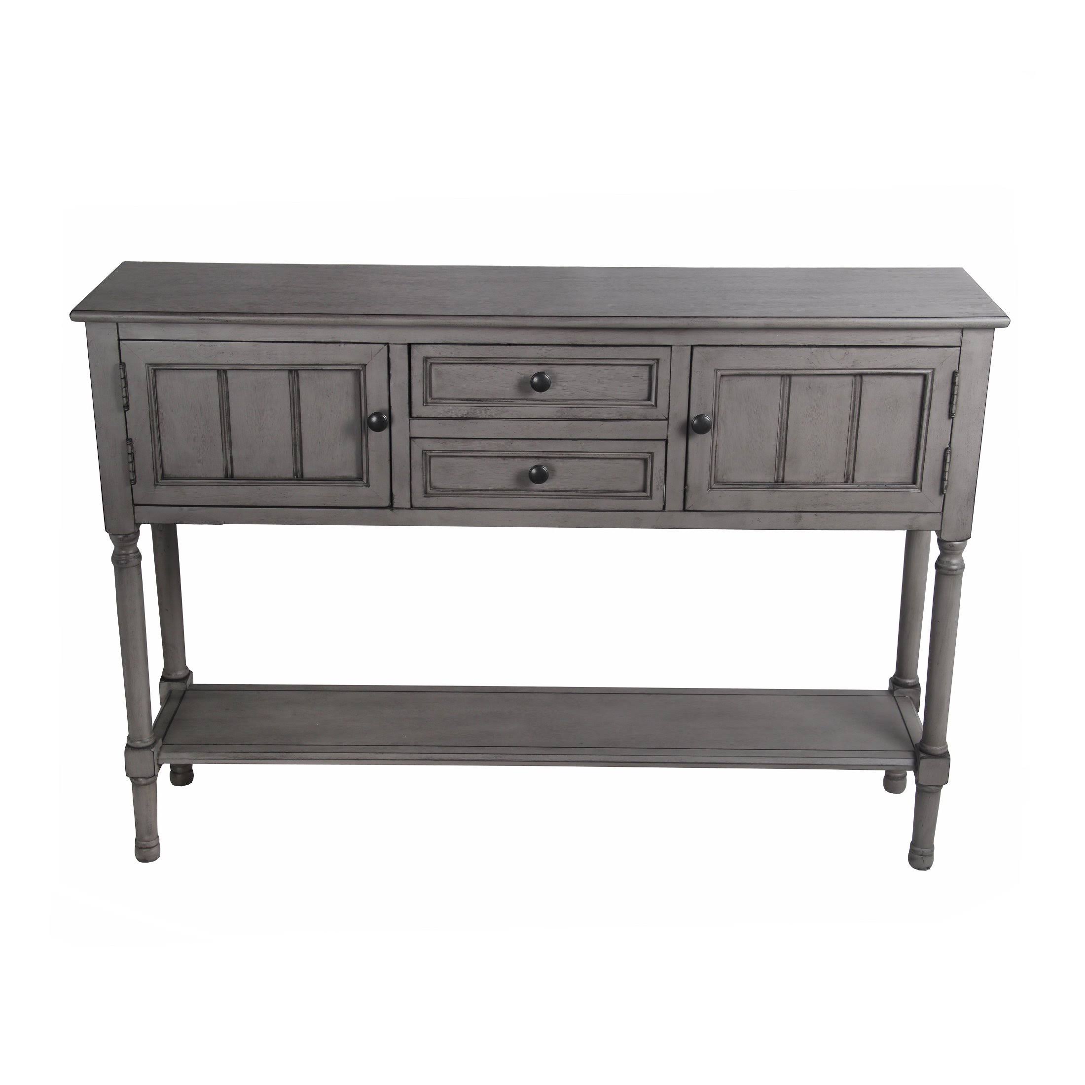Benzara BM206056 Wooden Sideboard with 2 Spacious Drawers and 2 Door Cabinets Gray