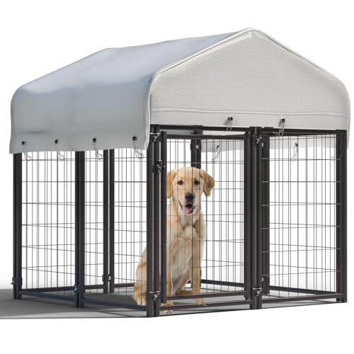 12 Panels Large Dog Kennel Outside Outdoor with Roof Heavy Duty Dog Kennel Outdoor Indoor Dog Playpen Enclosure Pet Pen House Fence Yard Yard for