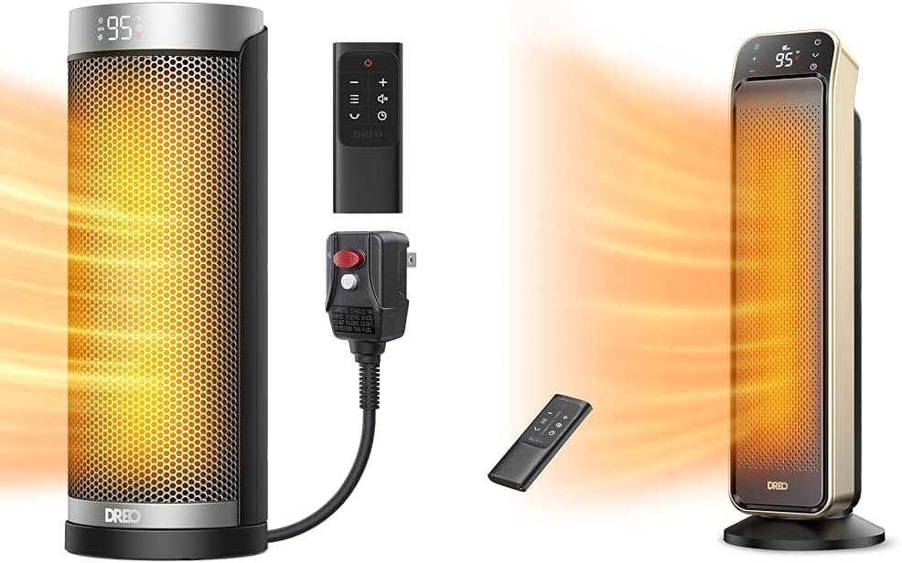 Dreo Space Heater for Bathroom and Indoor, 70°Oscillating & Space Heater Indoor, 25" 11.5ft/s Fast Portable Room Heater with Remote and Thermostat
