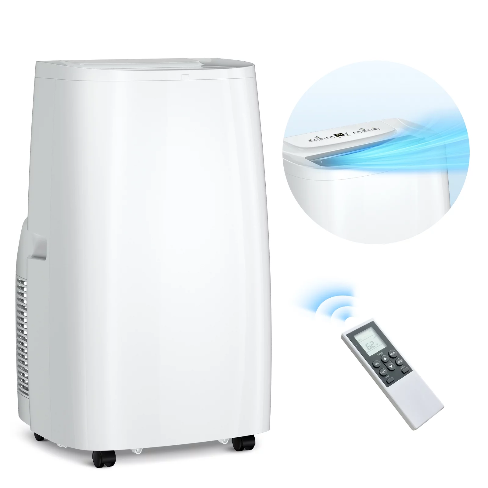 LifePlus 14,000 BTU(Ashrae) Portable Air Conditioner, 3 in 1 AC Unit with Air Cooler & Fan & Dehumidifier Mode, Cools up to 500 Sq. ft. w/ Window Kit