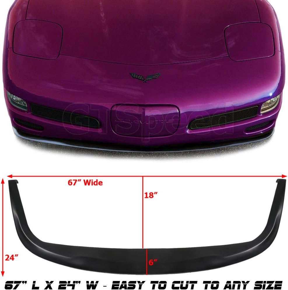 [GT-Speed] Compatible/Replacement for CS Style PU Front Bumper Lip Under Panel Flat Splitter, 1997-2004 Chevrolet Chevy Corvette C5 Pack of 2