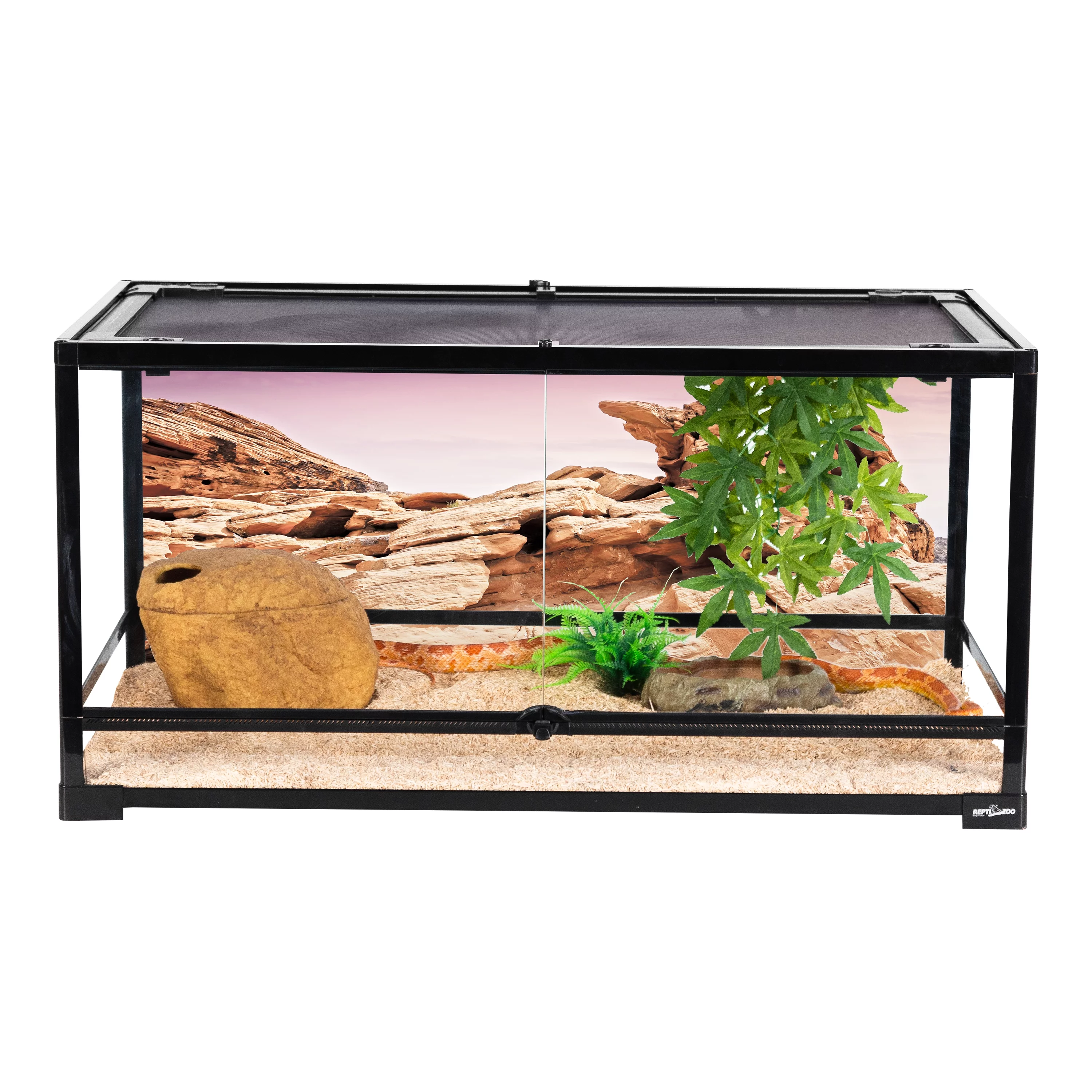 REPTI ZOO Glass Reptile Terrarium 50 Gallon, Front Opening Reptile Habitat Tank 36" x 18"x 18" for Reptile