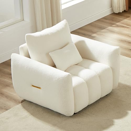 Yoglad Modern Accent Chair, Cozy Fluffy Reading Single Sofa Chair, Teddy Upholstered Armchair for Living Room Bedrooms Corner (Black)