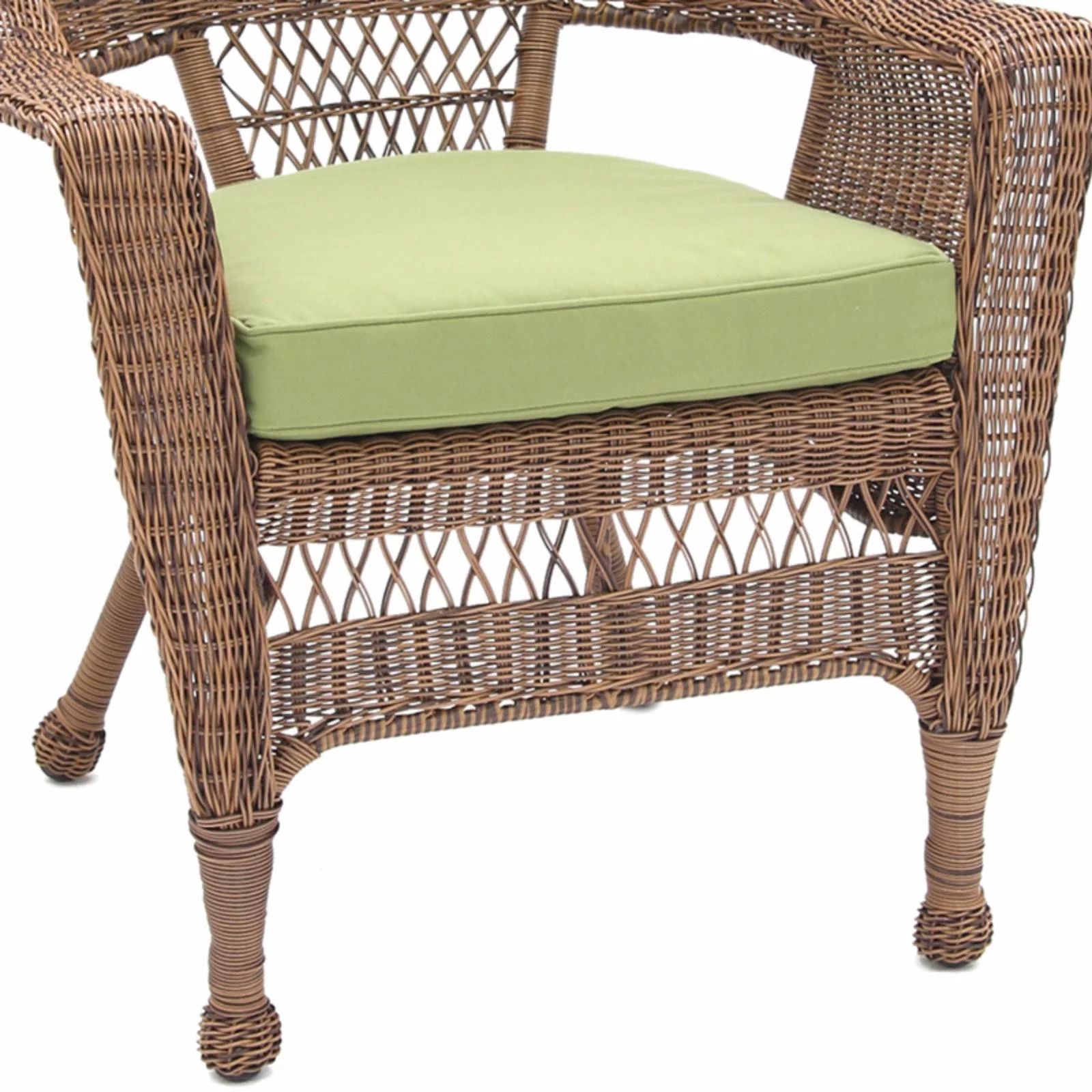 Jeco White Wicker Chair with Green Cushion