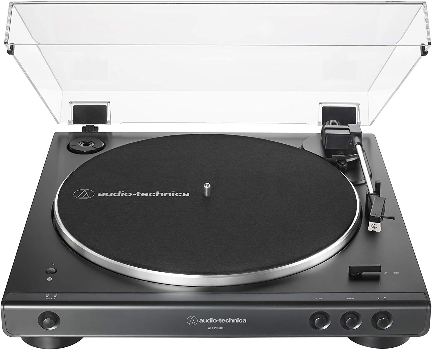 Audio-Technica AT-LP60XBT-BK Fully Automatic Bluetooth Belt-Drive Stereo Turntable, Black, Hi-Fi, 2 Speed, Dust Cover, Anti-Resonance