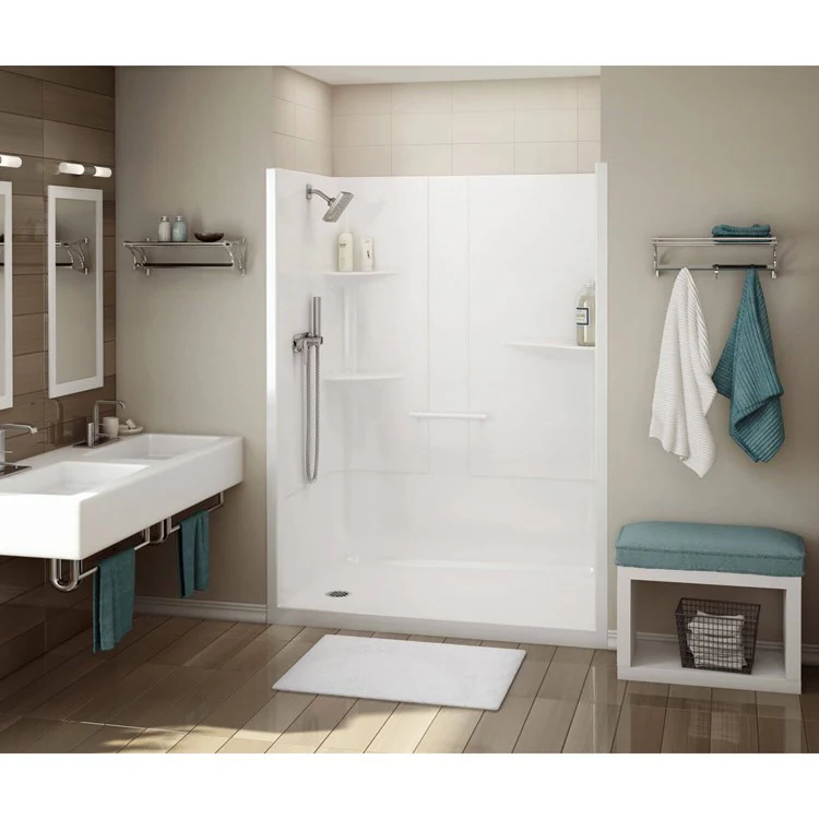 Shower Allia Rectangular White 60 x 34 Inch Acrylic Left Seat Center Drain