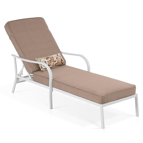 ivinta Outdoor Chaise Lounge Chair with Thick Cushion