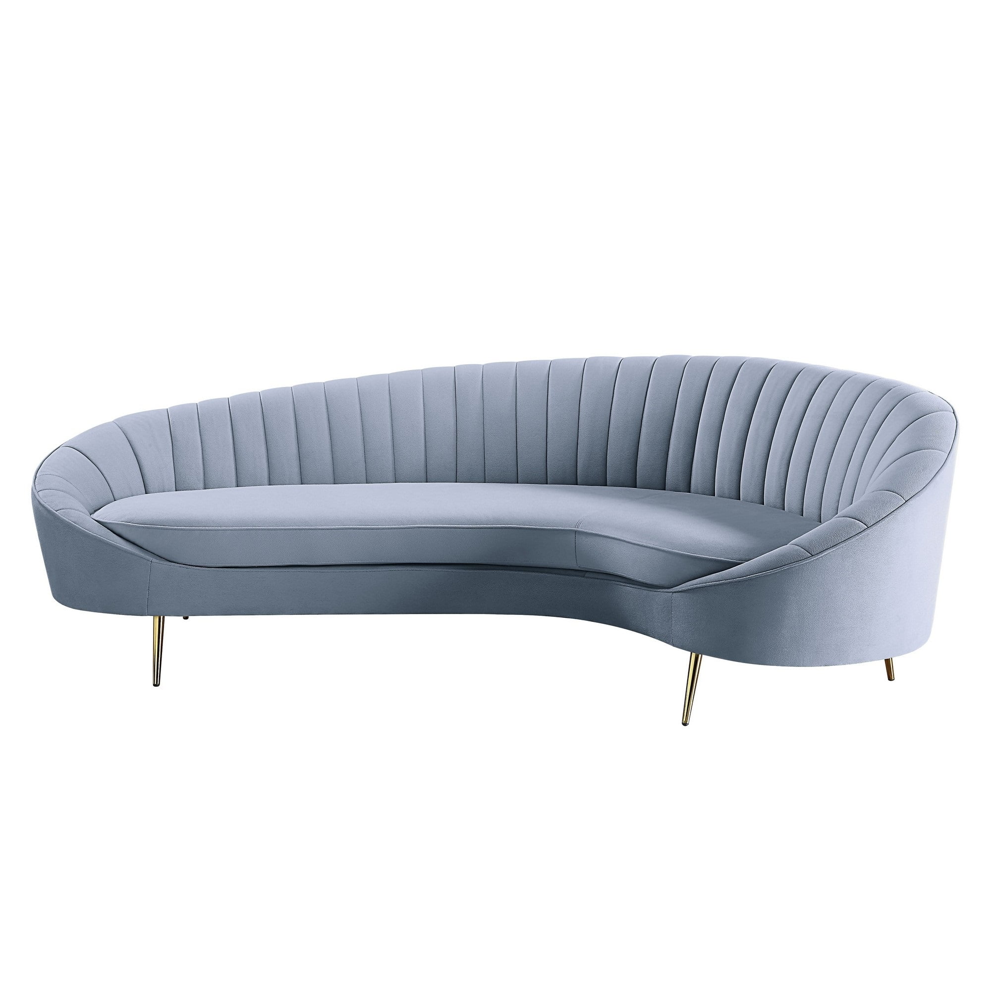 Sofa with Curved Silhouette and Vertical Channel Tufting, Gray