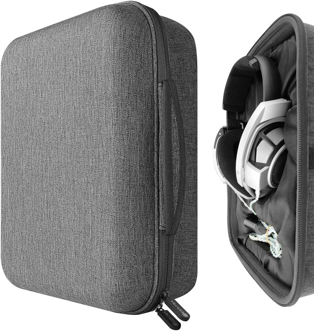 Geekria UltraShell Case for Large-Sized Over-Ear Headphones, Replacement Protective Hard Shell Travel Carrying Bag with Cable Storage
