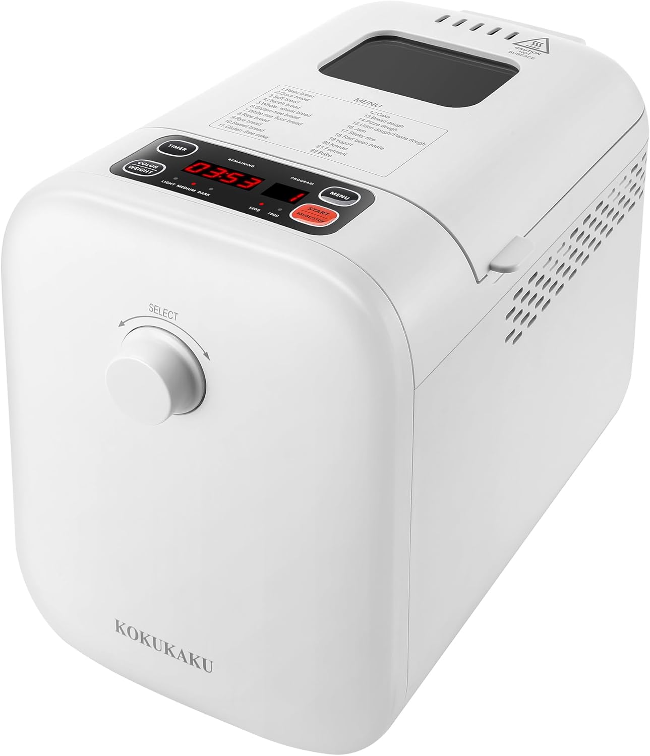 22-In-1 Compact Automatic Bread Maker Machine, 1LB/1.5LB Programmable 2 Loaf Sizes, 3 Crust Colors, Small Digital Home Bakery with Dough, Cake, Jam