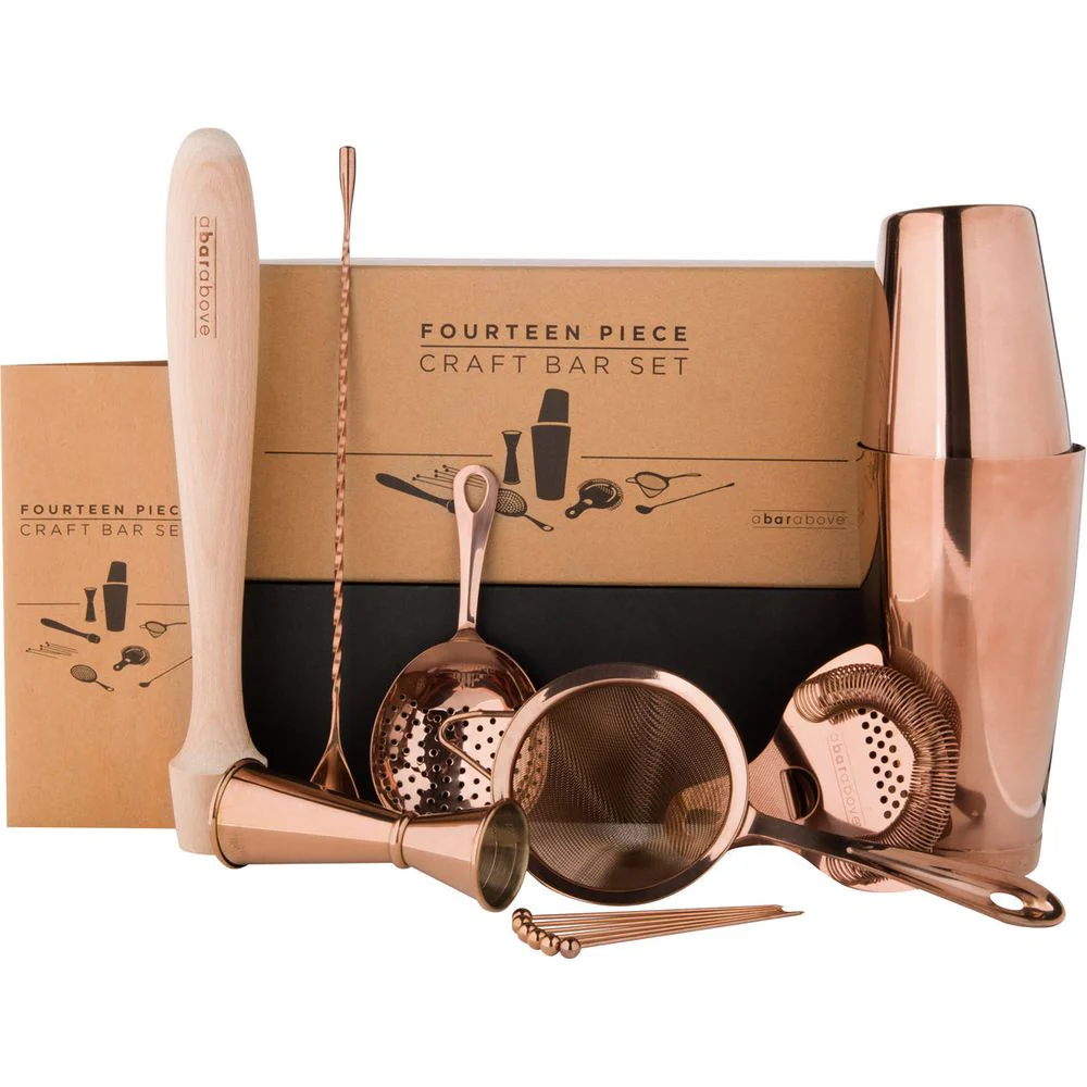 Antique Copper Mixologist Bar Set (14-Piece) - Nestor Liquor