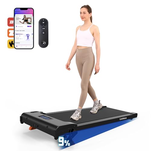 Lichico Walking Pad Under Desk Treadmill，Portable Small Treadmills for Home and Office，Super Quiet Brushless Motorized Walking Jogging Running