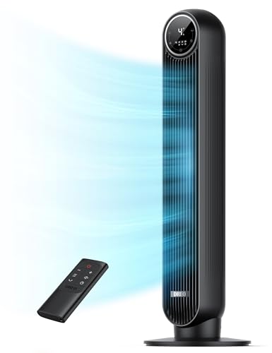 Dreo Tower Fan for Bedroom, 25ft/s Velocity Quiet Floor Fan, 90° Oscillating Fans for Indoors with 4 Speeds, 4 Modes, 8H Timer, Standing Fans