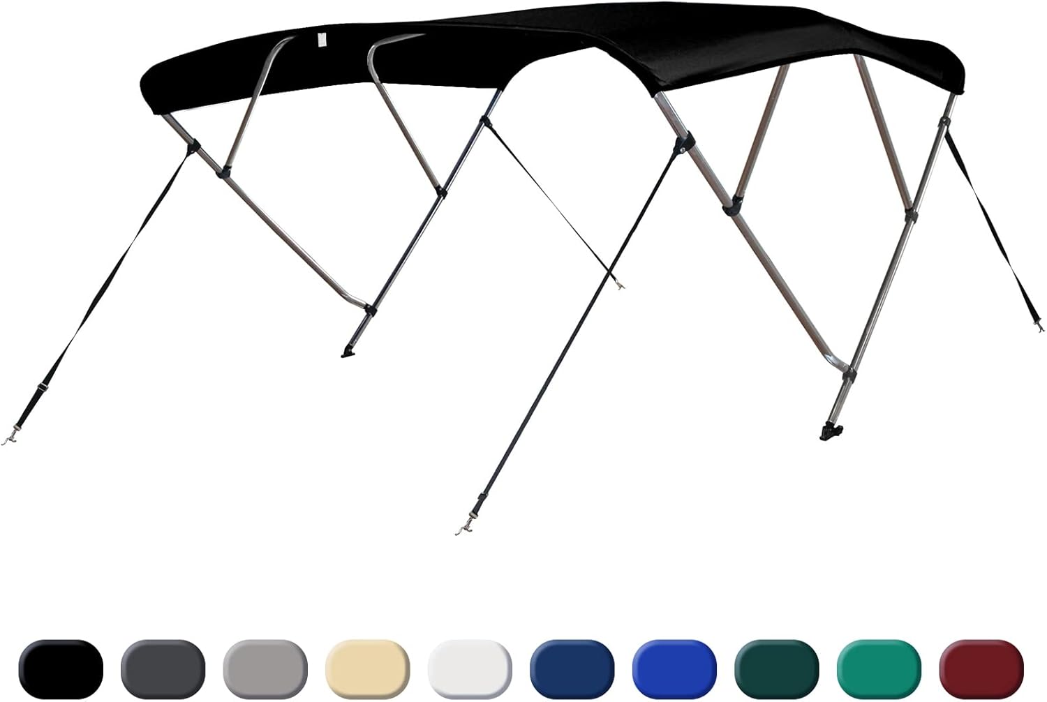 Leader Accessories Sand 4 Bow 8'L x 54" H x 85"-90" W Bimini Top Cover 4 Straps for Front and Rear Includes Mounting Hardwares with 1 Inch Aluminum