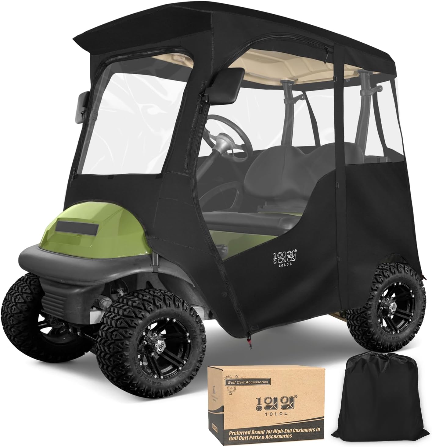 10L0L 800D Deluxe Golf Cart Enclosure 2 Passenger for Club Car Precedent, Onward & Tempo Golf Cart
