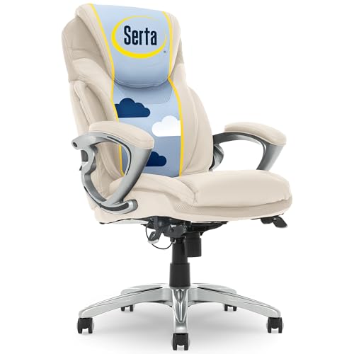 Serta Bryce Executive Office Chair, Ergonomic Computer DeskChairs with Patented AIR Lumbar Support, Comfy Body Pillows, Height Adjustable