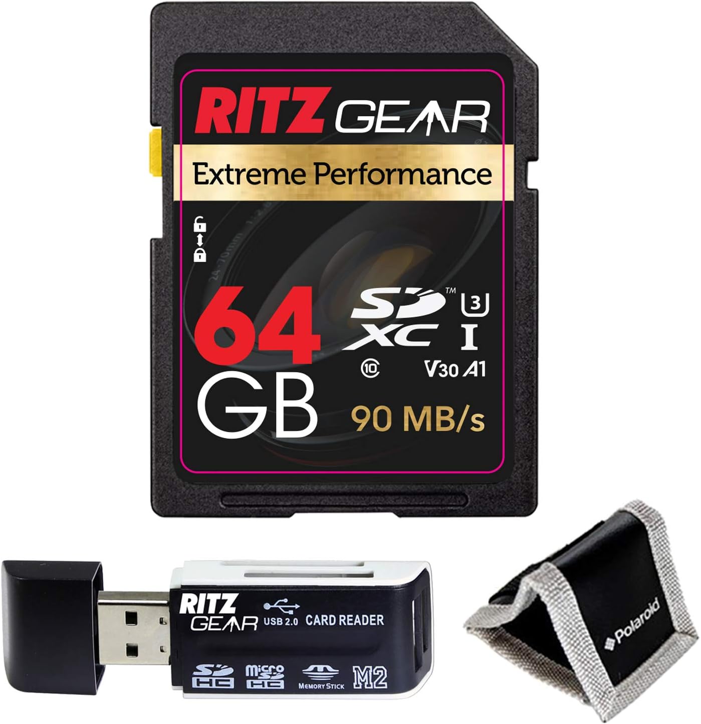RITZ GEAR Extreme Performance HighSpeed UHS-I SDXC 128 GB 90/60 MB/S U3 A1 C10 V30 MemoryCard(2 Units) Designed for SDDevices That can Capture Full