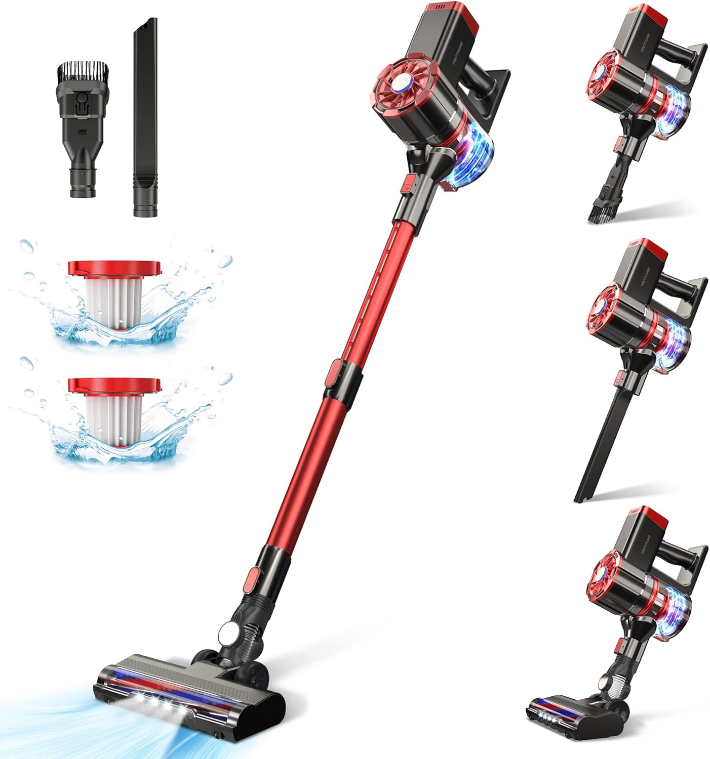 Cordless Vacuum Cleaner, 180W Powerful Suction Stick Vacuum with 35min Long Runtime Detachable Battery